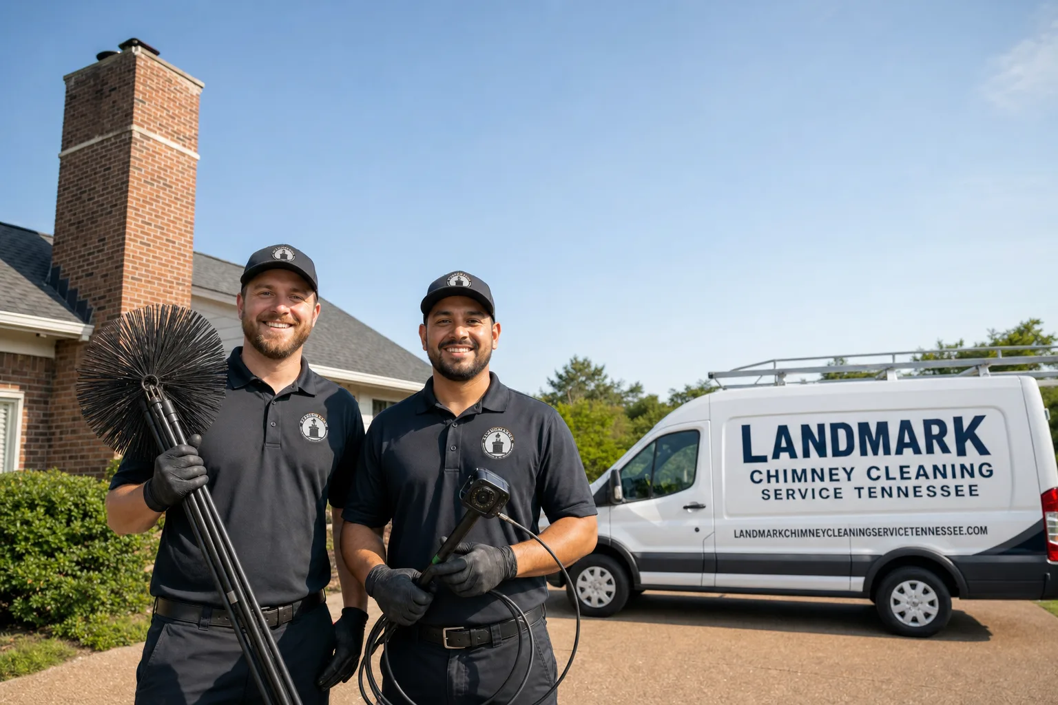 Landmark Chimney Cleaning Service Tennessee service vehicle and crew in Tennessee, TN